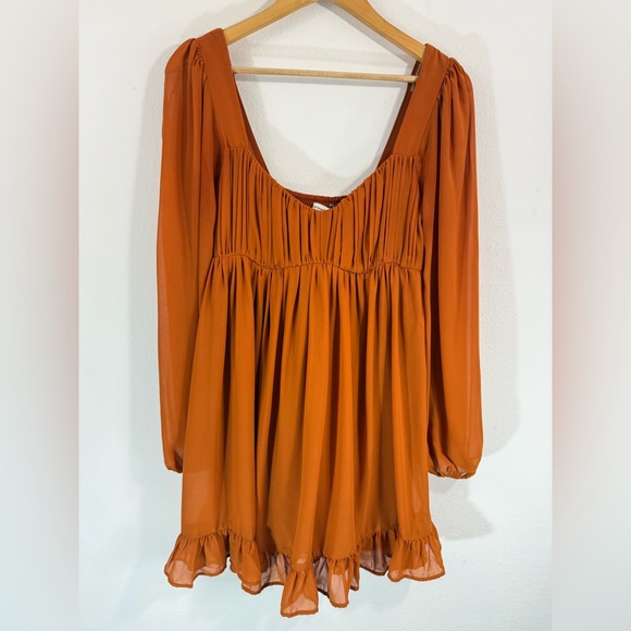 Abercrombie & Fitch Women’s Long-Sleeve Ruched Babydoll Mini Dress – Size Small - Picture 2 of 11